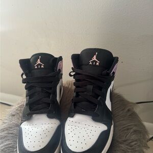 Jordan Kids Shoes Black and White with Pink Accents